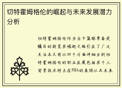 切特霍姆格伦的崛起与未来发展潜力分析